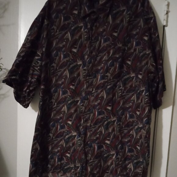 Volare men's short sleeves shirt silk/cotton size XL multicolor geometric - Picture 1 of 9